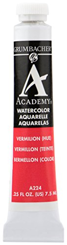 ''Grumbacher Academy Watercolor PAINT, 7.5ml/0.25 Ounce, Vermilion Hue (A224)''