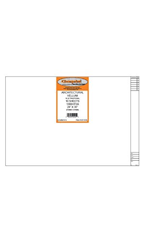 ''Clearprint Vellum SHEETS with Architect Title Block and 8x8 Fade-Out Grid, 24x36 Inches, 16 lb., 60