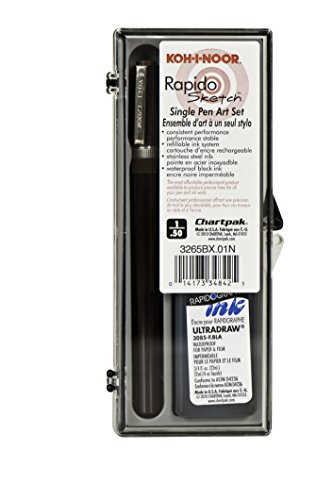 ''Koh-I-Noor RapidoSketch PEN and Ink Set.50mm PEN Point and .75 oz. Bottle of Ultradraw Black Ink, 1