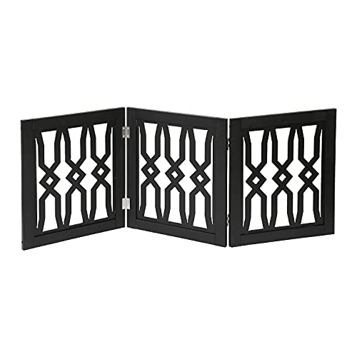 ''Etna Freestanding Wood Pet Gate Tri Fold Panel DOG Fence for Doorways, Stairs - Indoor/Outdoor Smal