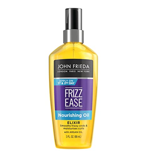 Product Image - John Frieda Frizz Ease Nourishing Elixir Oil, Travel Size Heat Protectant Oil, Healthy Moisture for Unmanageable Hair, Heat Protectant, 3 Ounces, Infused with Argan Oil