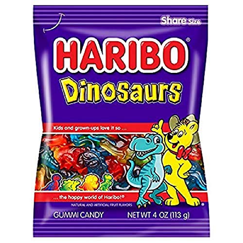 ''Haribo Gummi CANDY, Dinosaurs, 4 oz. Bag (Pack of 12)''