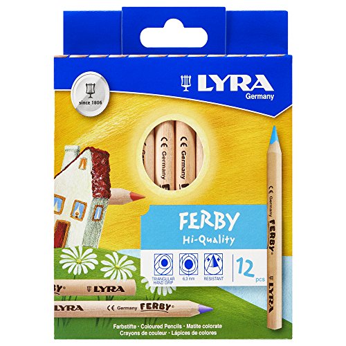 ''LYRA Ferby Giant Triangular Colored PENCILs, Unlacquered, 6.25 Millimeter Cores, Assorted Colors, 1