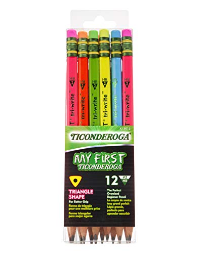 ''Ticonderoga My First Tri-Write Wood-Cased PENCILs, Neon Colors, 12 Count (X13012)''
