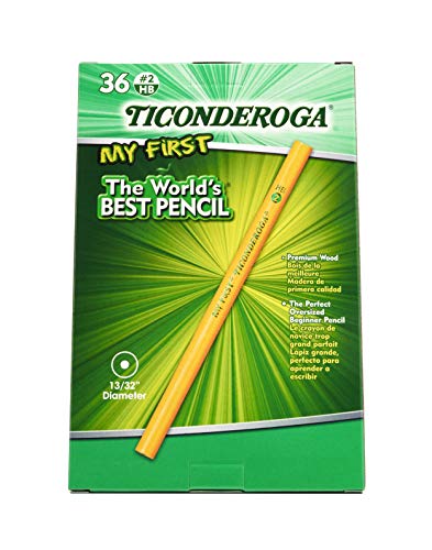 ''Ticonderoga My First Wood-Cased PENCILs , #2 HB Soft, Without Eraser, Yellow, 36 Count (X33036)''