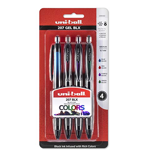 ''uni-ball 207 BLX Infusion Retractable Gel PENs, Medium Point (0.7mm), Assorted Colors, 4 Count''