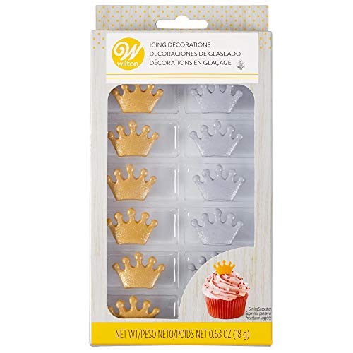 ''Wilton Icing Crowns - Silver & GOLD Package of 12 approx 3/4''''''