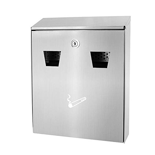 Alpine Industries CIGARETTE Butt Receptacle - Wall Mounted Outdoor CIGARETTE Disposal Unit - Stainle