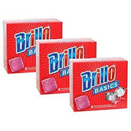 ''Brillo Basics Steel-wool SOAP Pads, 8-ct. Boxes - Pack of 3''