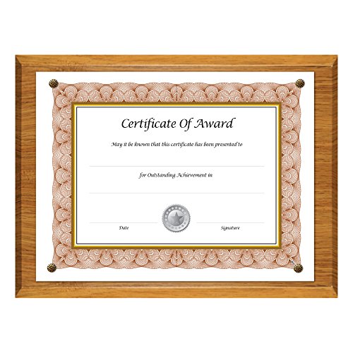 ''NuDell 18812M Award-A-Plaque Document Holder, ACRYLIC/Plastic, 10-1/2 x 13, Oak''