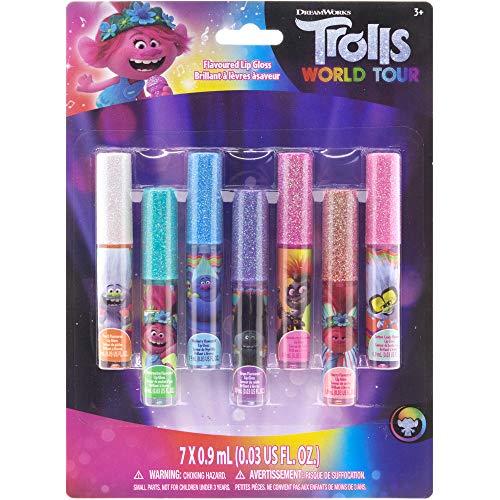 ''Trolls World Tour - Townley Girl Super Sparkly 7 Pieces Party Favor LIP GLOSS Makeup Set for Girls 