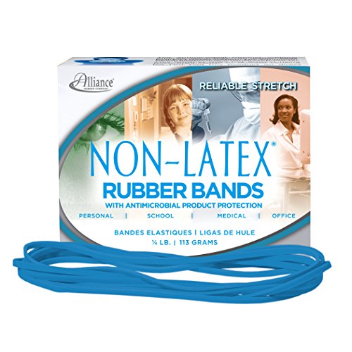''Alliance Non-Latex Latex RUBBER BANDS, Size 117B, 7 x 1/8 Inches, Cyan Blue, 1/4 Pound Box (42179)''