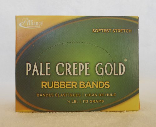 ''Alliance RUBBER 20189 Pale Crepe Gold RUBBER BANDS Size #18, 1/4 lb Box Contains Approx. 551 BANDS 