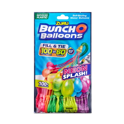 ''Bunch O BALLOONs Neon (3 Bunches) by ZURU, 100+ Rapid-Filling Self-Sealing Neon Colored Instant Wat