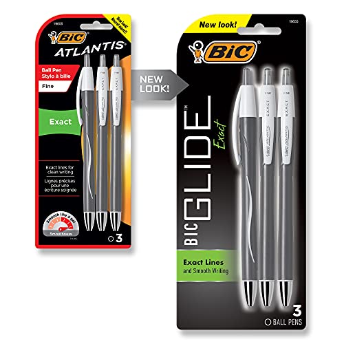 ''BIC Glide Exact Retractable Ball Point PEN, Fine Point (0.7 mm), Black, Precise Lines For Clean Wri