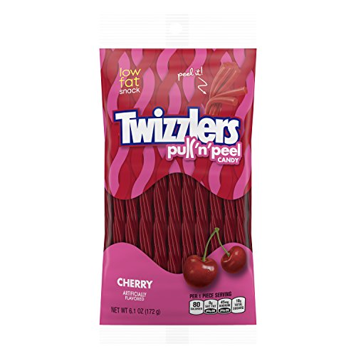 ''TWIZZLERS PULL 'N' PEEL Cherry Flavored Chewy Candy, Bulk, Low Fat, 6.1 oz BAGS (12 Count)''