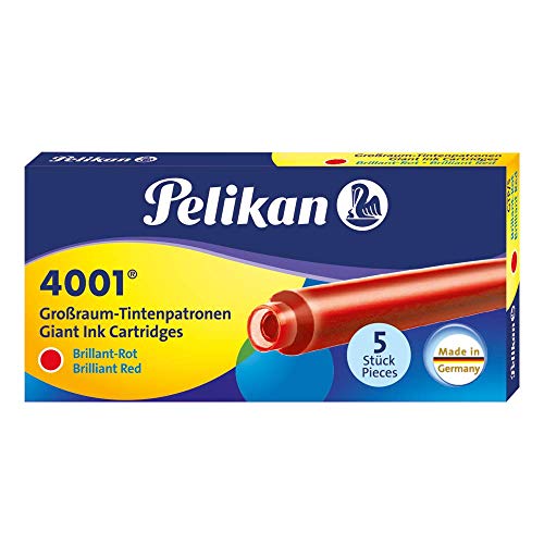 ''Pelikan 4001 GTP/5 Ink Cartridges for Fountain PENs, Brilliant Red, 1.4ml, 5 Pack (310623)''