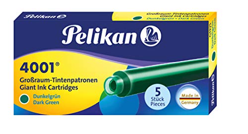 ''Pelikan 4001 GTP/5 Ink Cartridges for Fountain PENs, Dark Green, 1.4ml, 5 Pack (300070)''