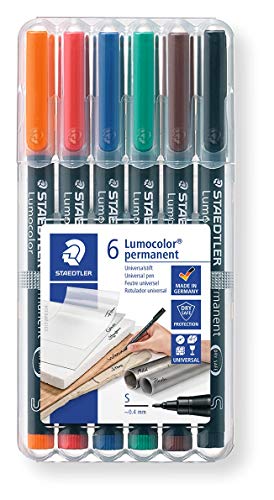 Staedtler 313 WP6 Lumocolor Universal Permanent Superfine PENs - Assorted Colours