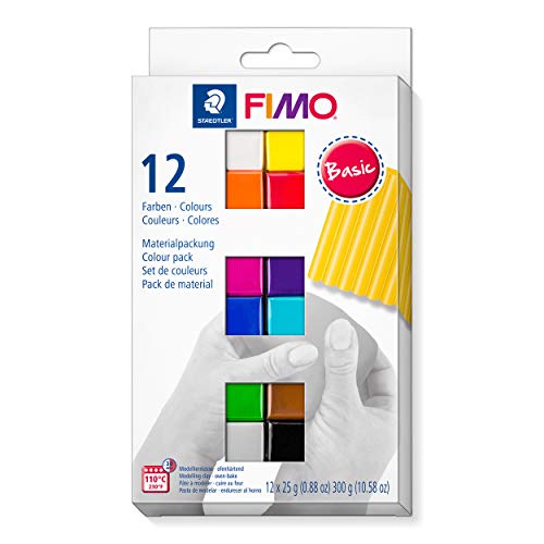 ''STAEDTLER FIMO Soft Polymer Clay - Oven Bake Clay for JEWELRY, Sculpting, Crafting, 12 Assorted Col