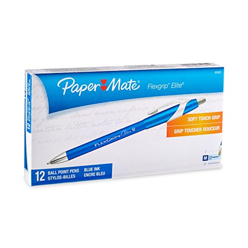 ''Paper Mate 85581 FlexGrip Elite Retractable Ballpoint PENs, Medium Point, Blue, 12 Count''