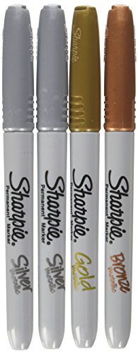 Sharpie - Fine Point Metallic Permanent Markers - Silver/GOLD/Bronze (1-Pack of 4)