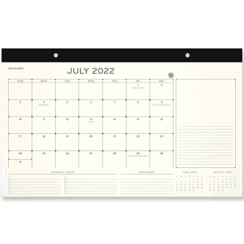 ''AT-A-GLANCE 2022-2023 Academic Desk CALENDAR, Desk Pad, Monthly, 17-3/4'''' x 11'''', Compact, Elevatio