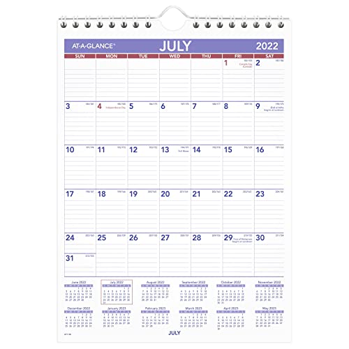 ''AT-A-GLANCE 2022-2023 Academic Wall CALENDAR, Monthly, 11'''' x 8'''', Small, Student (AY12822)''