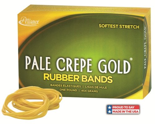 ''Alliance RUBBER 20649 Pale Crepe Gold RUBBER BANDS Size #64, 1/4 lb Box Contains Approx. 122 BANDS 