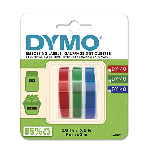 ''DYMO 1741671 Embossing TAPE, Red, Green and Blue, 3/8-Inch''