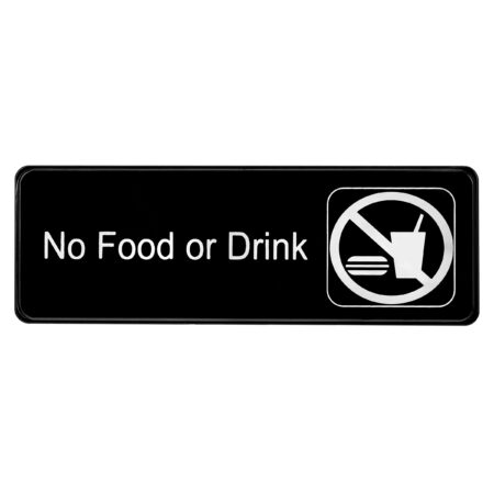 ''Alpine Industries No Food or Drink SIGN ? High Visibility Black Outdoor Plastic Placard w/Adhesive 