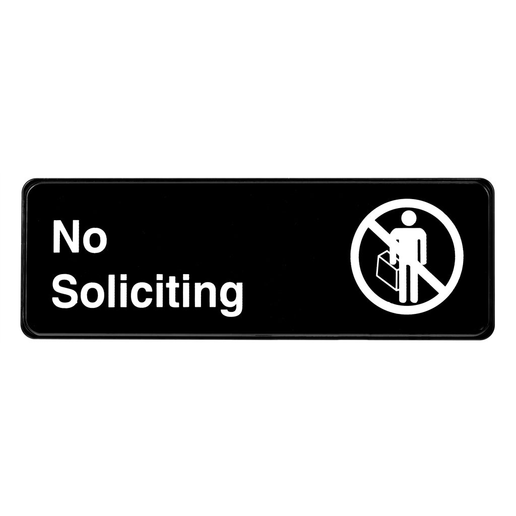 ''Alpine Industries No Soliciting Sign - OutDOOR Non Solicitation Plastic DOOR Cling Post w/Visible T