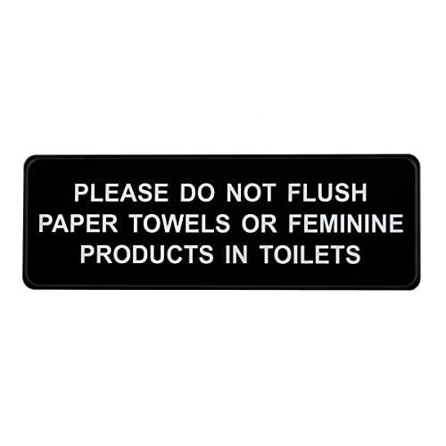 Alpine Industries Please Do Not Flush PAPER Towels or Feminine Products in TOILETs Sign - 3 Pack Pla