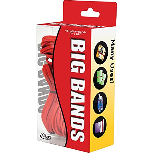 ''Alliance RUBBER 00699 Big BANDS for Oversized Jobs, 48 Pack of Large Elastic BANDS (7'''' x 1/8'''', Re