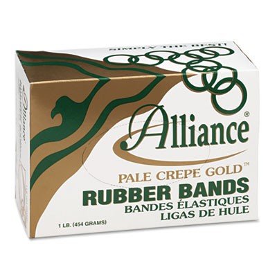 ''Alliance RUBBER 20145 Pale Crepe Gold RUBBER BANDS Size #14, 1 lb Box Contains Approx. 3380 BANDS (