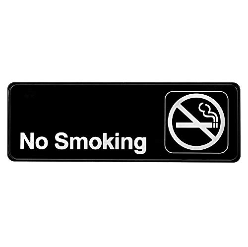 ''Alpine Industries No Smoking Sign - Visible Black Wall/DOOR Placard w/Adhesive Back, White Text for