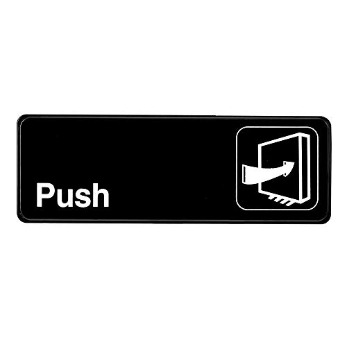 ''Alpine Industries Push Sign - Self Adhesive & Highly Visible Black OutDOOR Wall/DOOR Placard w/Whit