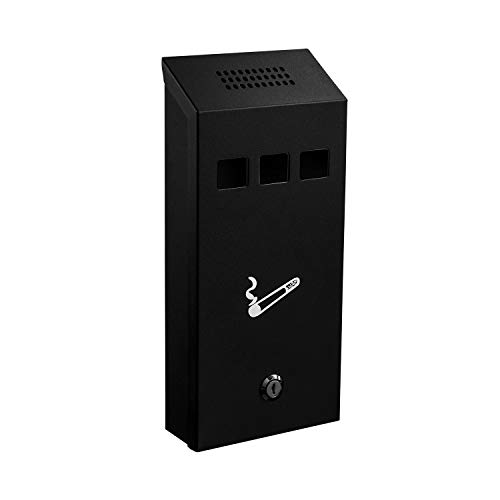 Alpine Wall-Mounted CIGARETTE Butt Receptacle - CIGARETTE Disposal Tower - Commercial Ashtray - Blac