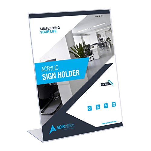 ''Adir Plexi Acrylic SIGN Holder 8.5'''' X 11'''' - Shatter Resistant Acrylic SIGN Holder - Great for Bro