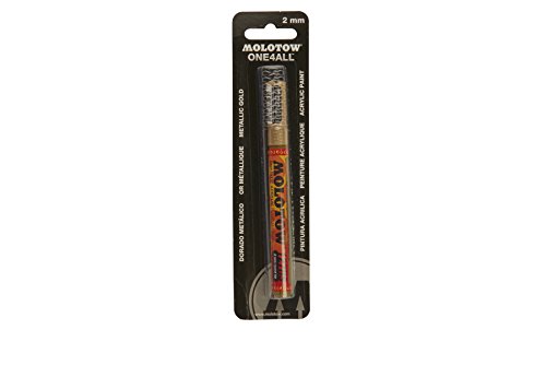 ''Molotow ONE4ALL Acrylic PAINT Marker, 2mm, Metallic Gold, Blister Carded, 1 Each (127.306BC)''