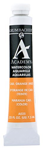 ''Grumbacher Academy Watercolor PAINT, 7.5ml/0.25 Ounce, Cadmium Orange Hue (A025)''