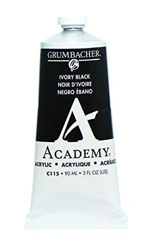 ''Grumbacher Academy Acrylic PAINT, Gloss, 90ml/3 oz Metal Tube, Ivory Black''