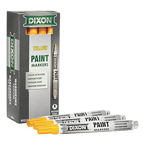 ''DIXON Industrial PAINT Markers, Medium Tip, Box of 12 Markers, Yellow (80223)''