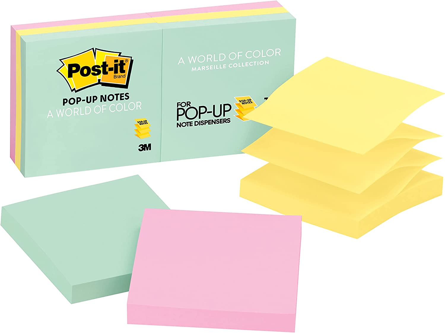 ''POST-IT Pop-up NOTES, 3x3 in, 6 Pads, America's #1 Favorite Sticky NOTES, Beachside Caf Collection