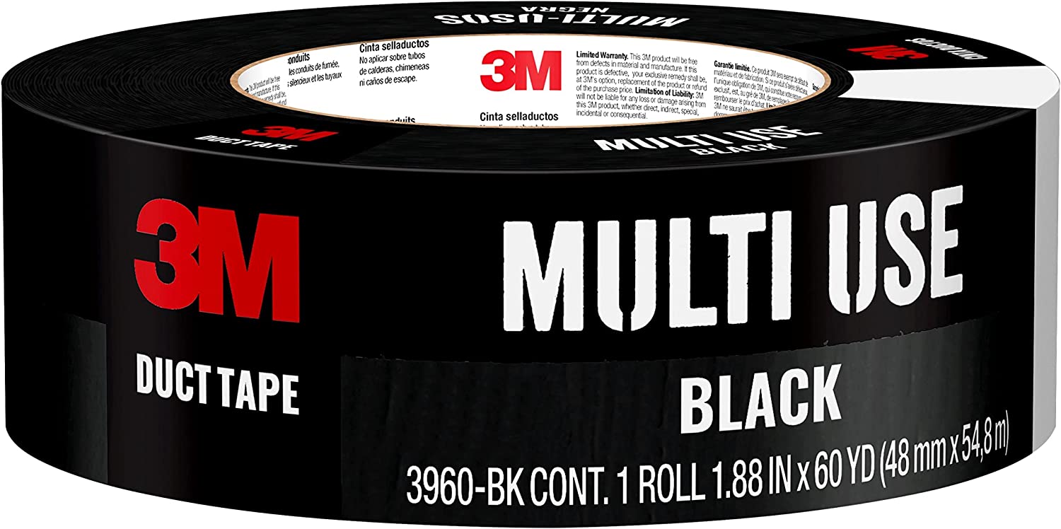 ''3M Multi-Use Colored Duct TAPE Black, 1.88 Inches by 60 yards, 3960-BK, 1 roll''