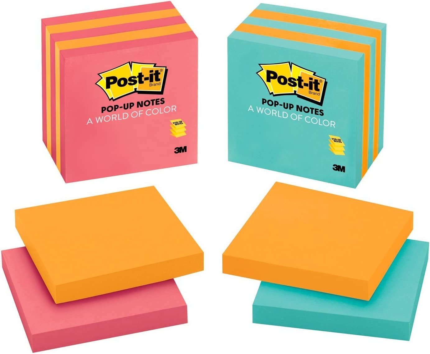 ''POST-IT Pop-up NOTES, 3x3 in, 5 Pads, America's #1 Favorite Sticky NOTES, Assorted Colors, Clean Re