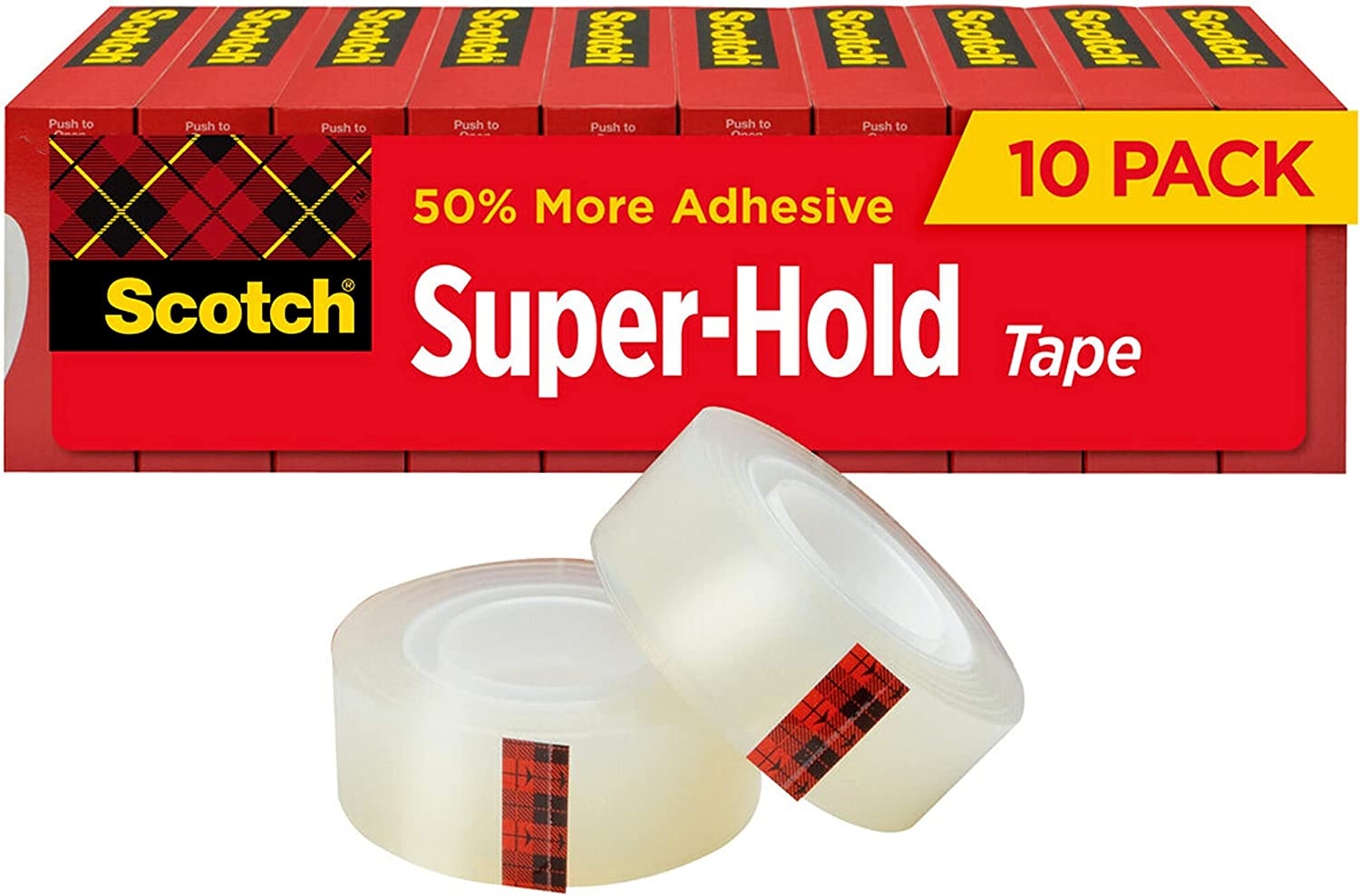 ''Scotch Super-Hold TAPE, 10 Rolls, Transparent Finish, 50% More Adhesive, Trusted Favorite, 3/4 x 80