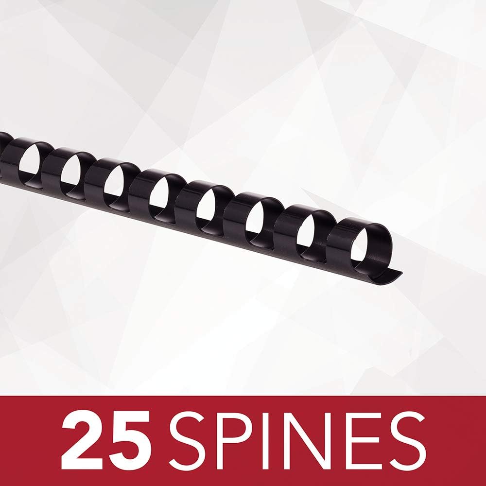 ''GBC Binding Spines/Spirals/Coils, 3/8'''' Diameter, 55 SHEET Capacity, CombBind, Black, 25 Pack (4090