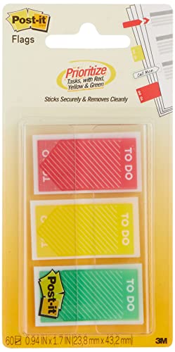 ''Post-it''''to Do'''' FLAGs, 60 Count, 1 in Wide, Red, Yellow, Green (682-TODO)''