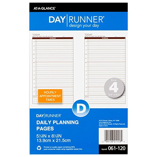 ''Day Runner Today Daily Undated CALENDAR Pages, 5-1/2'''' x 8-1/2'''', Size 4 (061-120)''